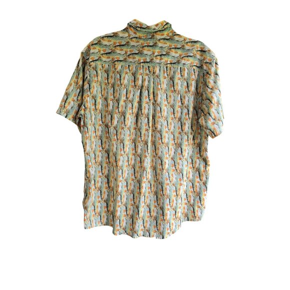 Eddie Bauer Mens XL Trout Print Short Sleeve Button-Up Shirt 100% Cotton Casual - Picture 2 of 6